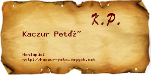 Kaczur Pető névjegykártya